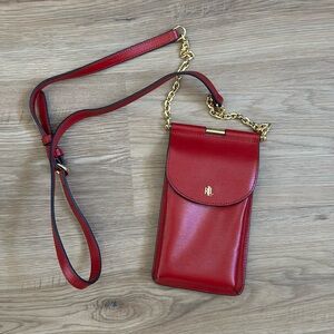 Ralph Lauren Enfield crossbody phone bag bright fire truck red color